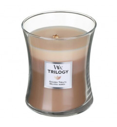 WoodWick Trilogy mirisna sveća M - Golden Treats (vanila, bademovo mleko i začini)