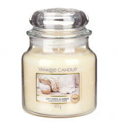 Mirisna sveća u tegli M - NOVO Soft Wool & Amber (mošus, amber, sandlovina, vanila...)
